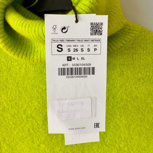 NWT Zara Oversized Turtleneck Sweater Green - Picture 6 of 10